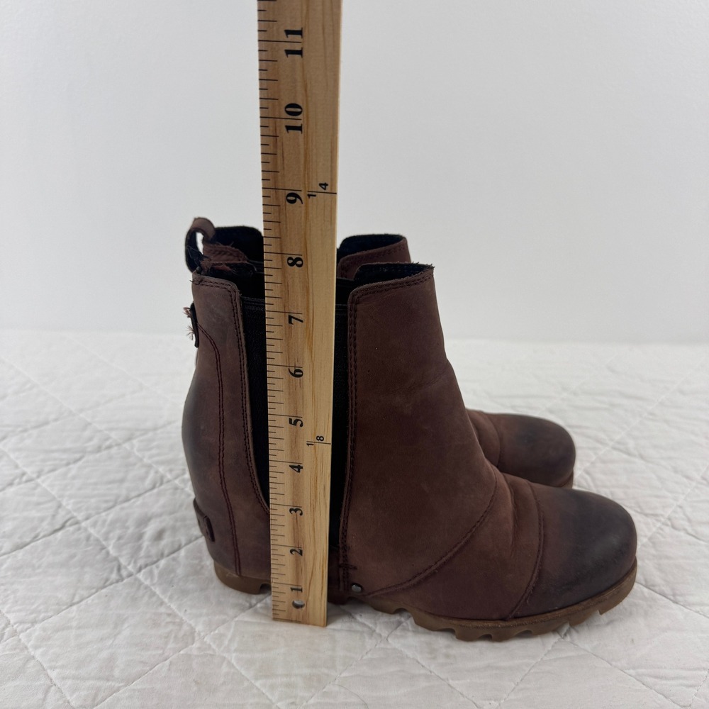 Sorel Lea Wedge Boots Burgundy Leather Chelsea Ankle Boot NL2704-628 Womens 7.5 - Picture 10 of 10